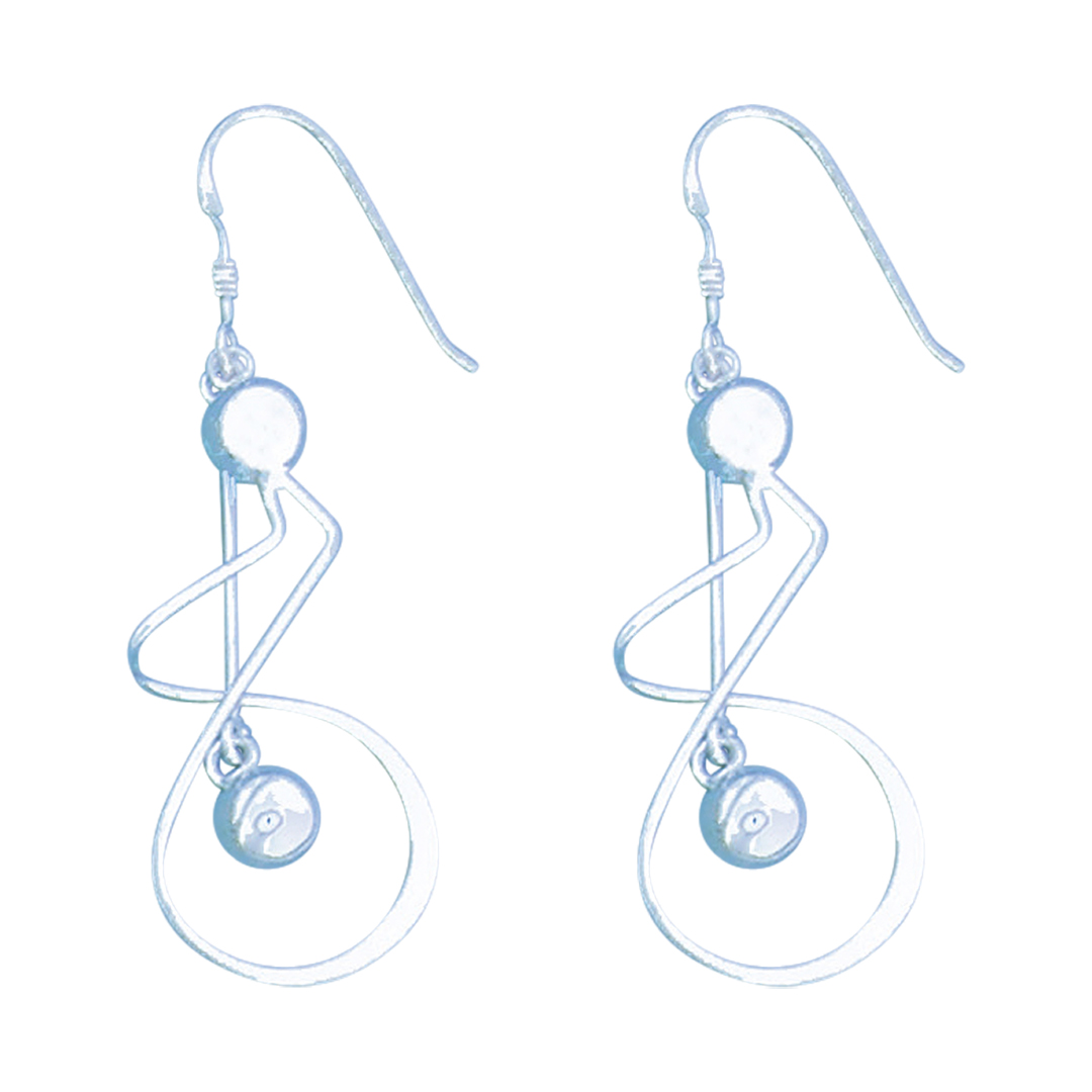 23404earring swirl & dangling bead