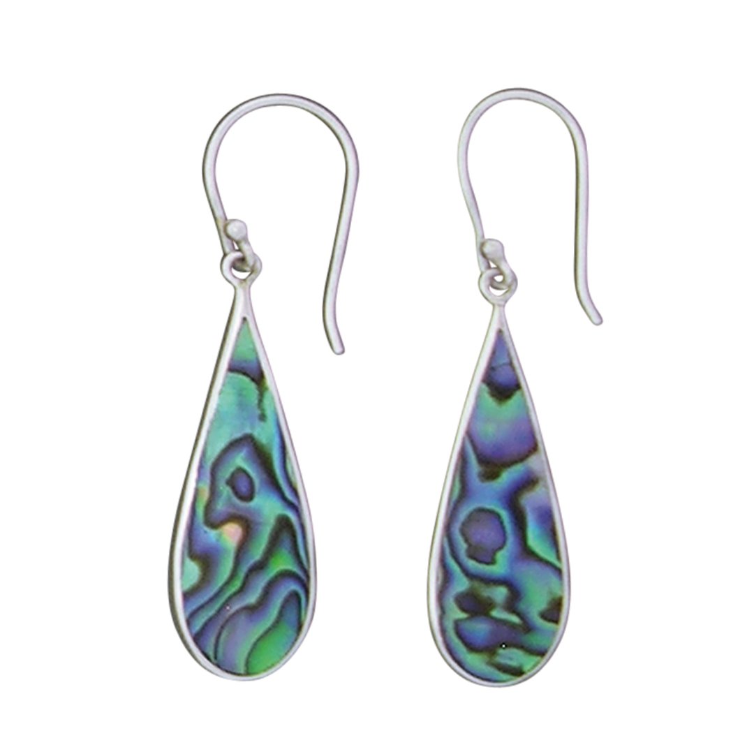 23973earring Abalone long teardrop