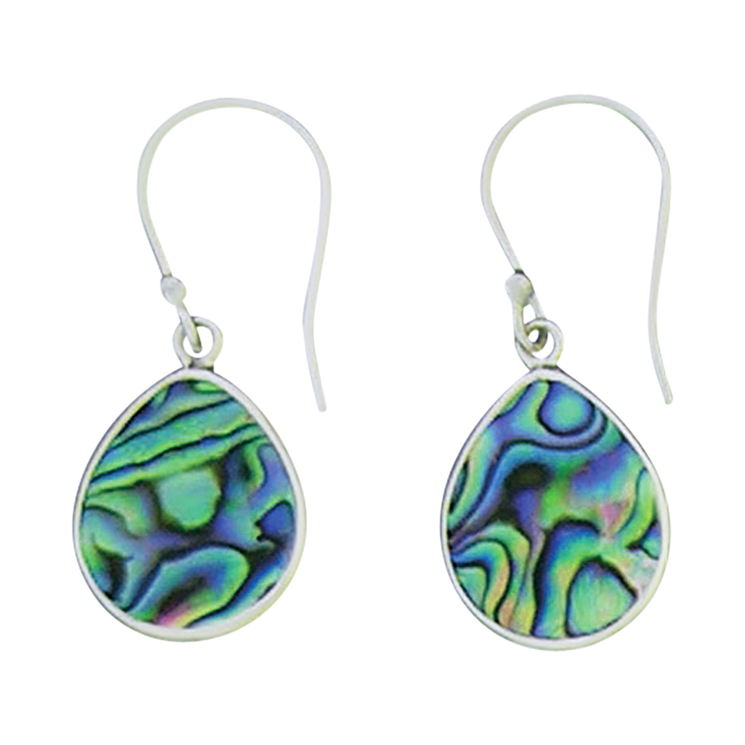 23974earring Abalone teardrop w/lentil setting