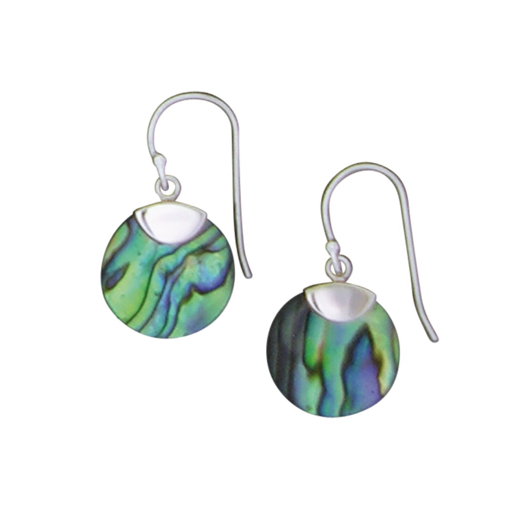 23978earring Abalone rd w/plain Silver finding