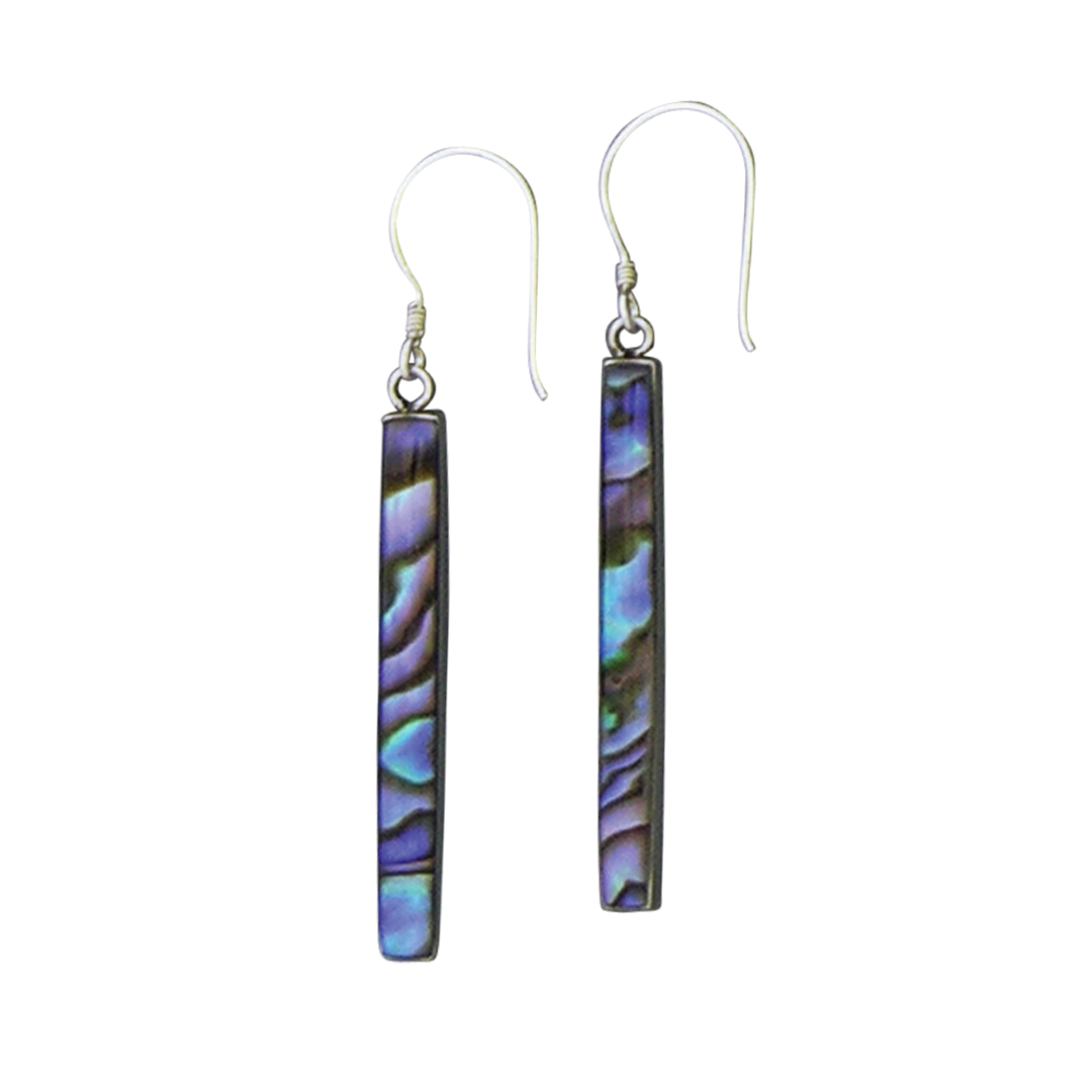 23995earring Abalone long rectangle