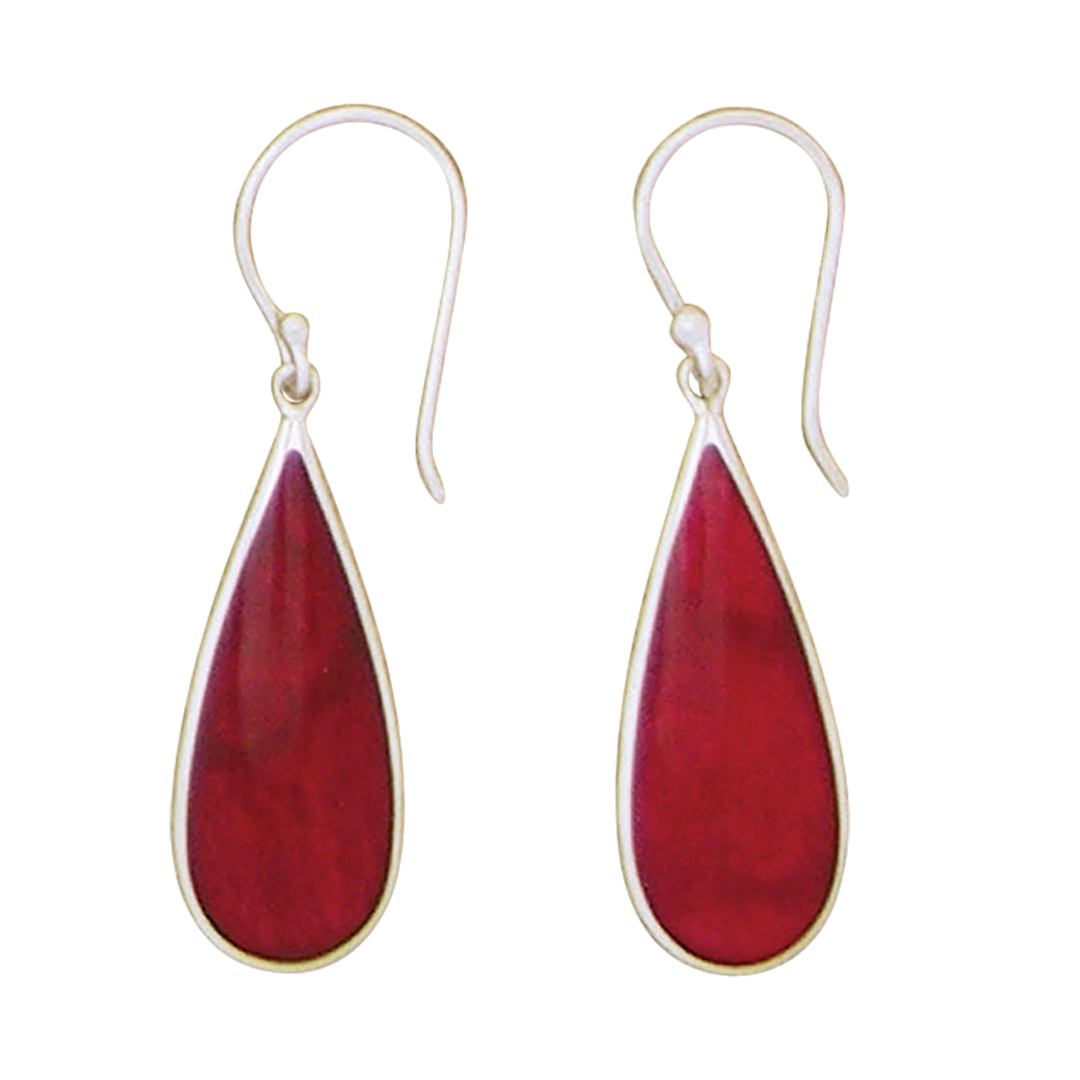 24195earring Coral teardrop in Silver drop