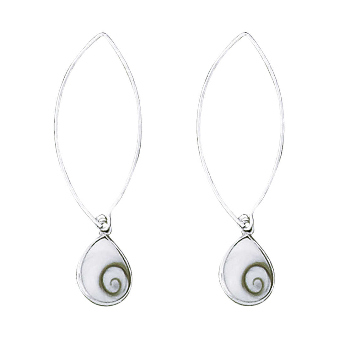 25601earring Shiva shell teardrop long wire