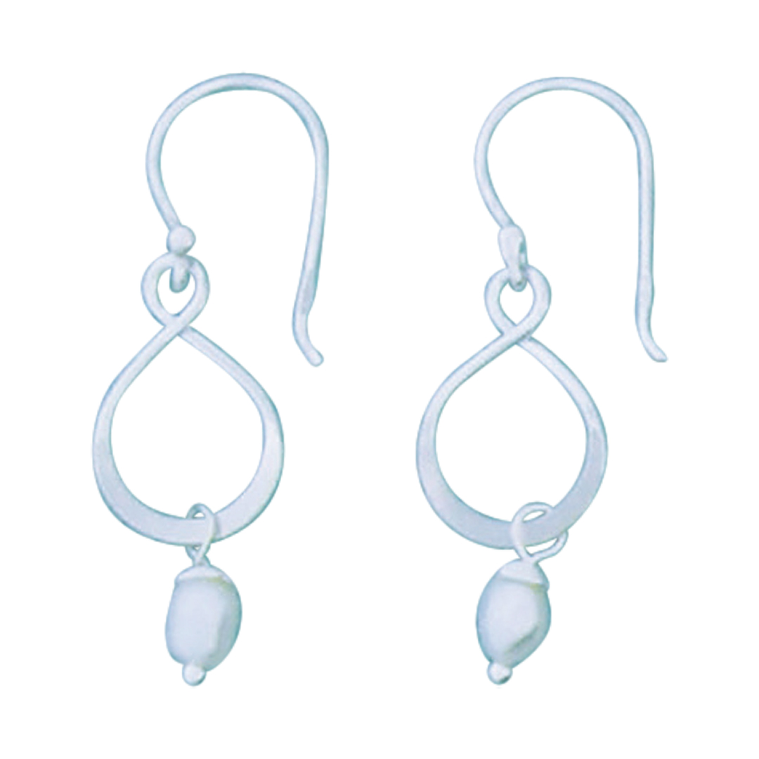 26185earring infinity w/freshwater pearl
