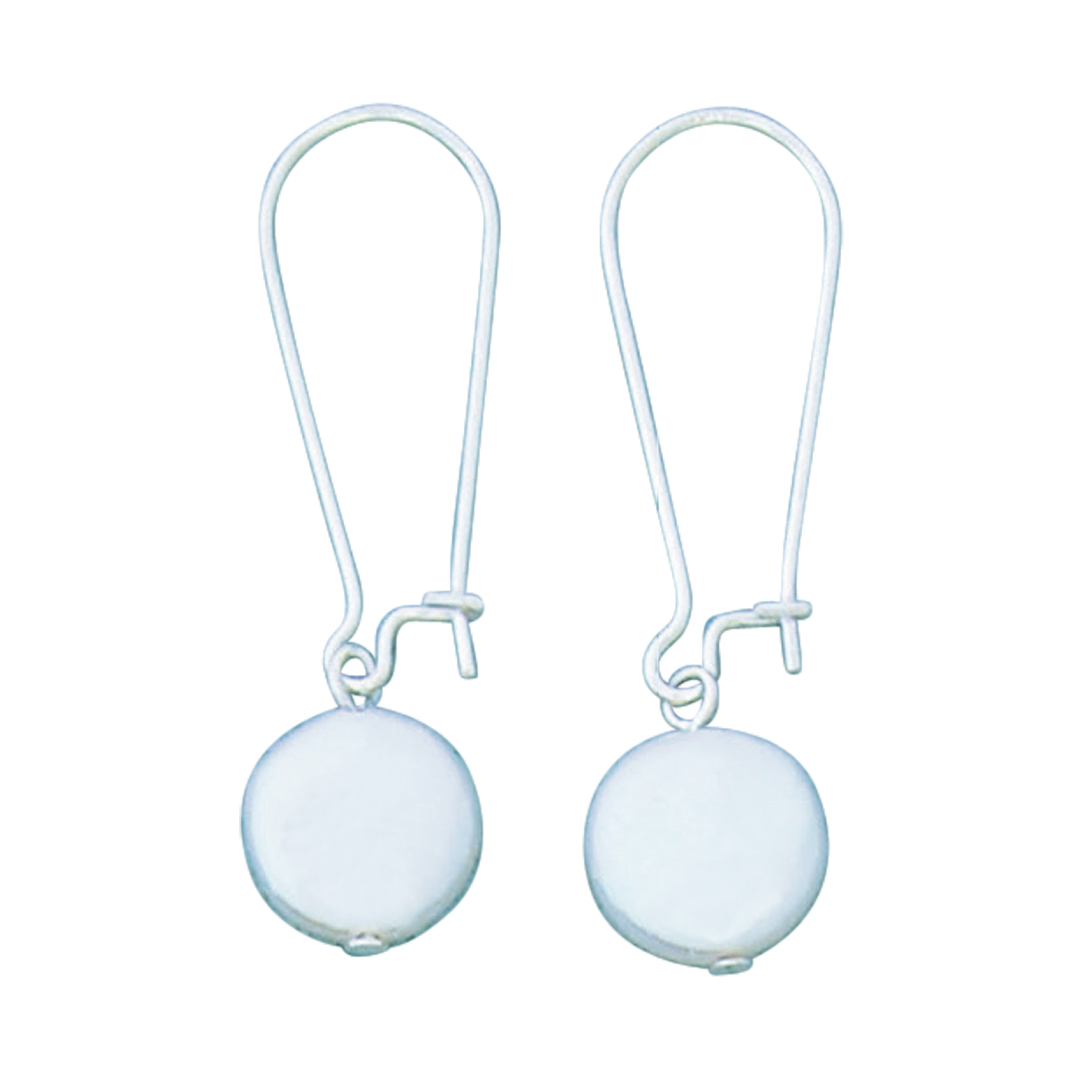 26195earring freshwater coin pearl on kidney wire