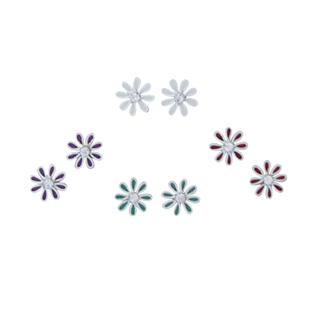 26602ear stud dainty flower 4 assorted colors