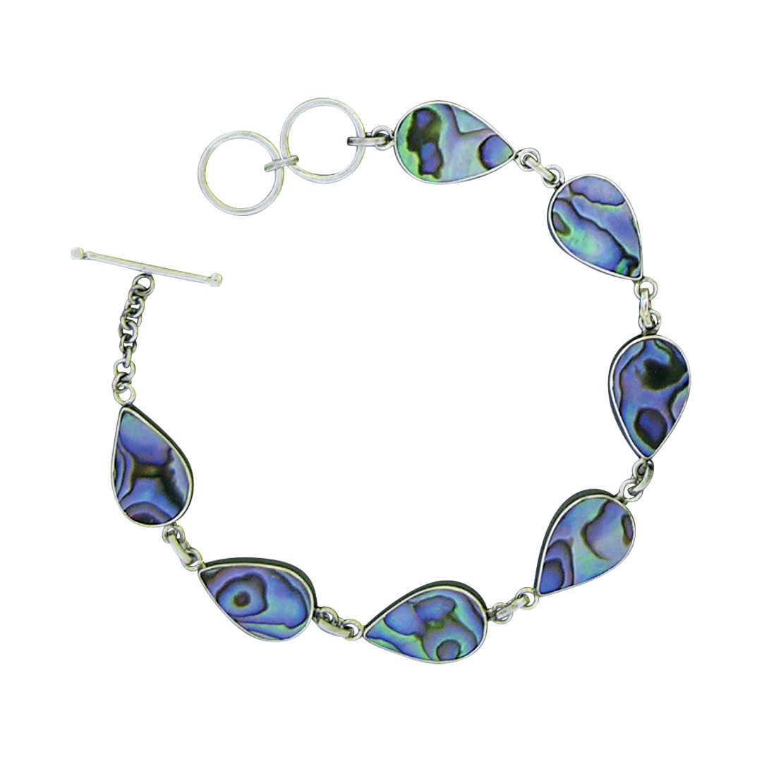 43864bracelet Abalone teardrop links