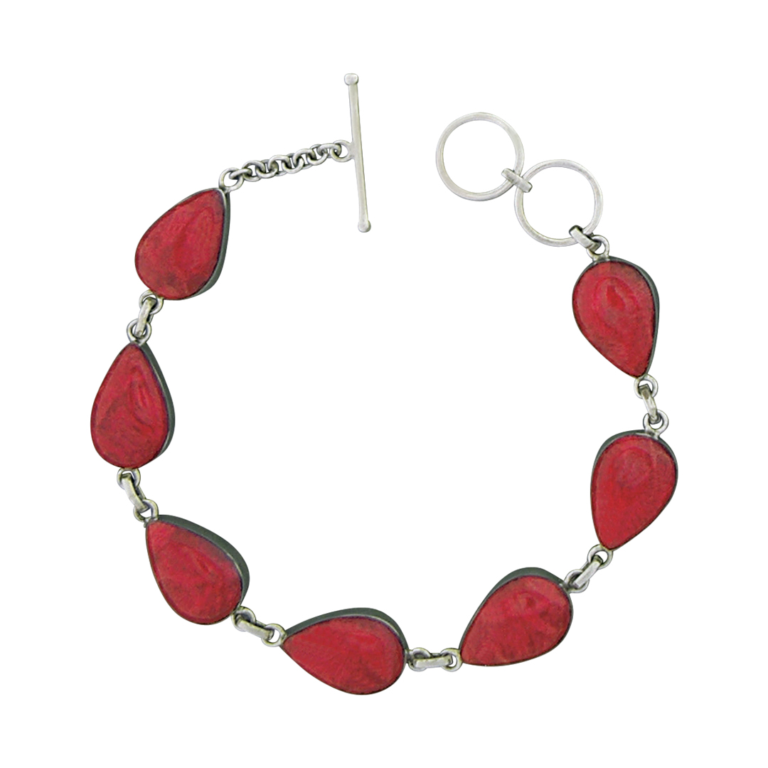 44207bracelet Coral teardrop links