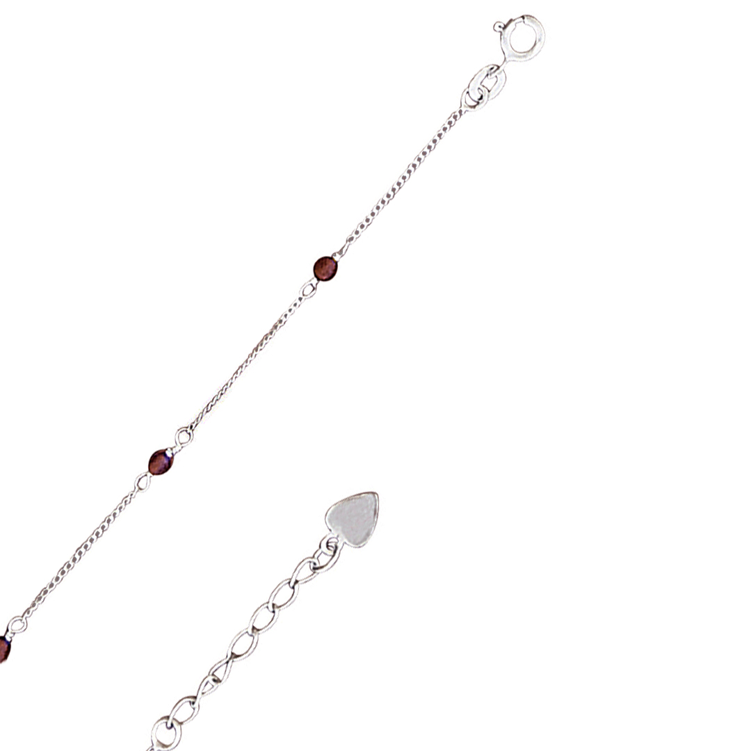 C2697-9anklet w/Garnet beads 9" + ext.