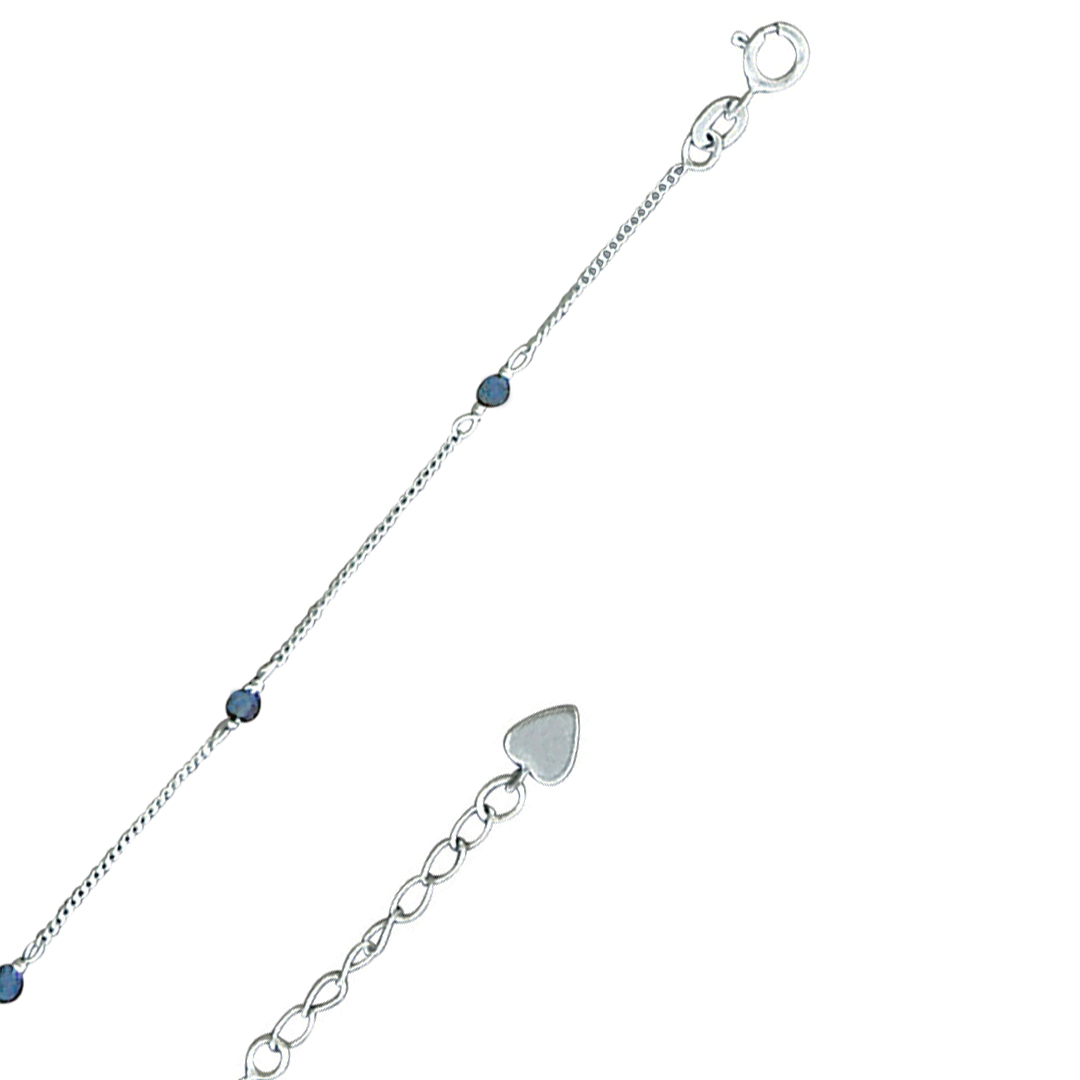 C2698-9anklet w/Iolite beads 9" + ext.