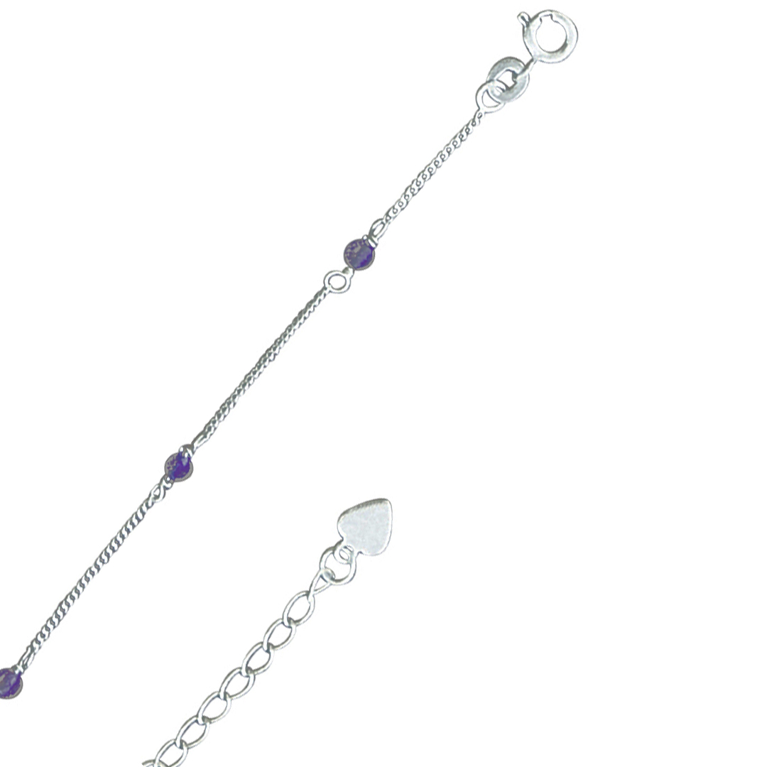 C2699-9anklet w/Amethyst beads 9" + ext.
