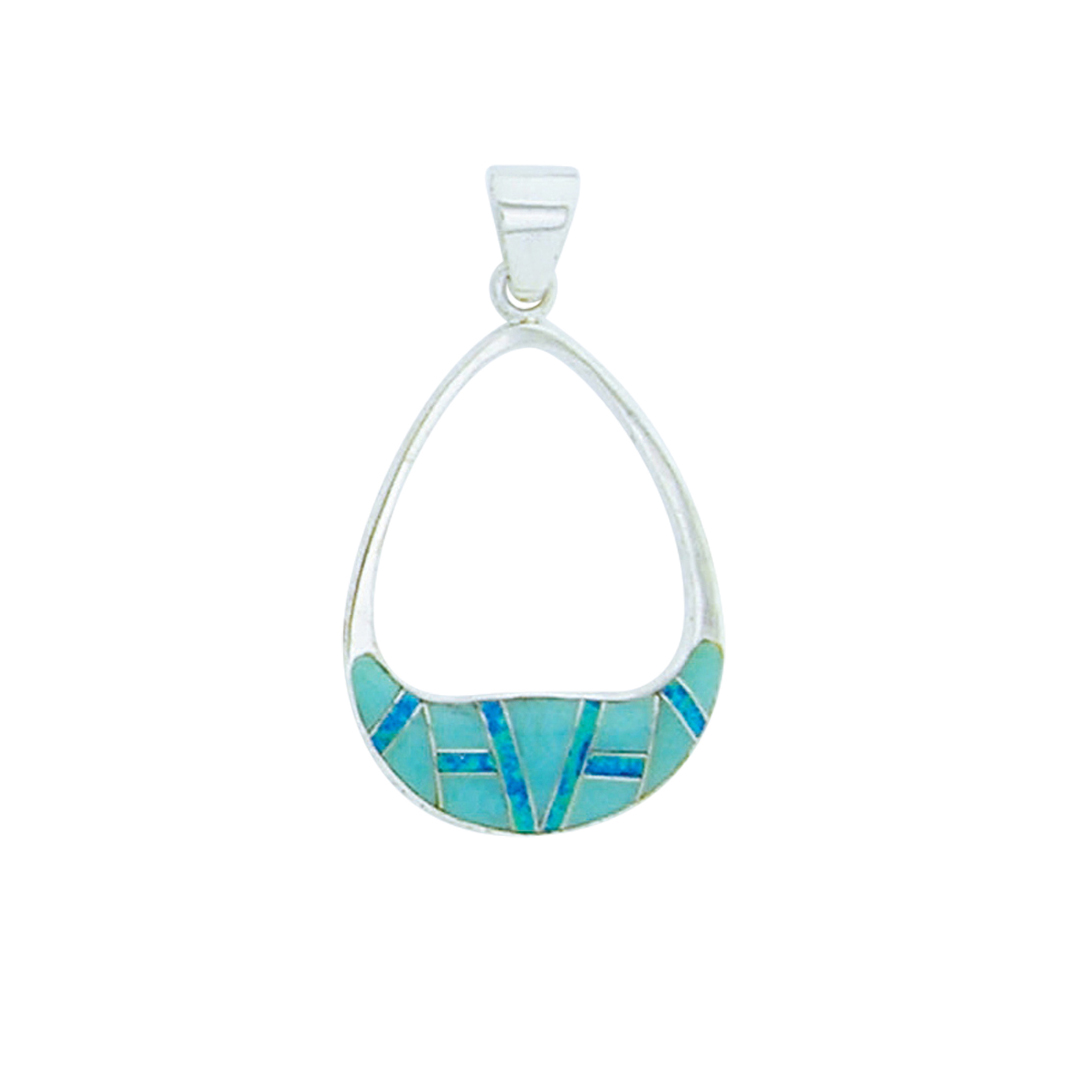 P-2316Spendant Inlay wide teardrop