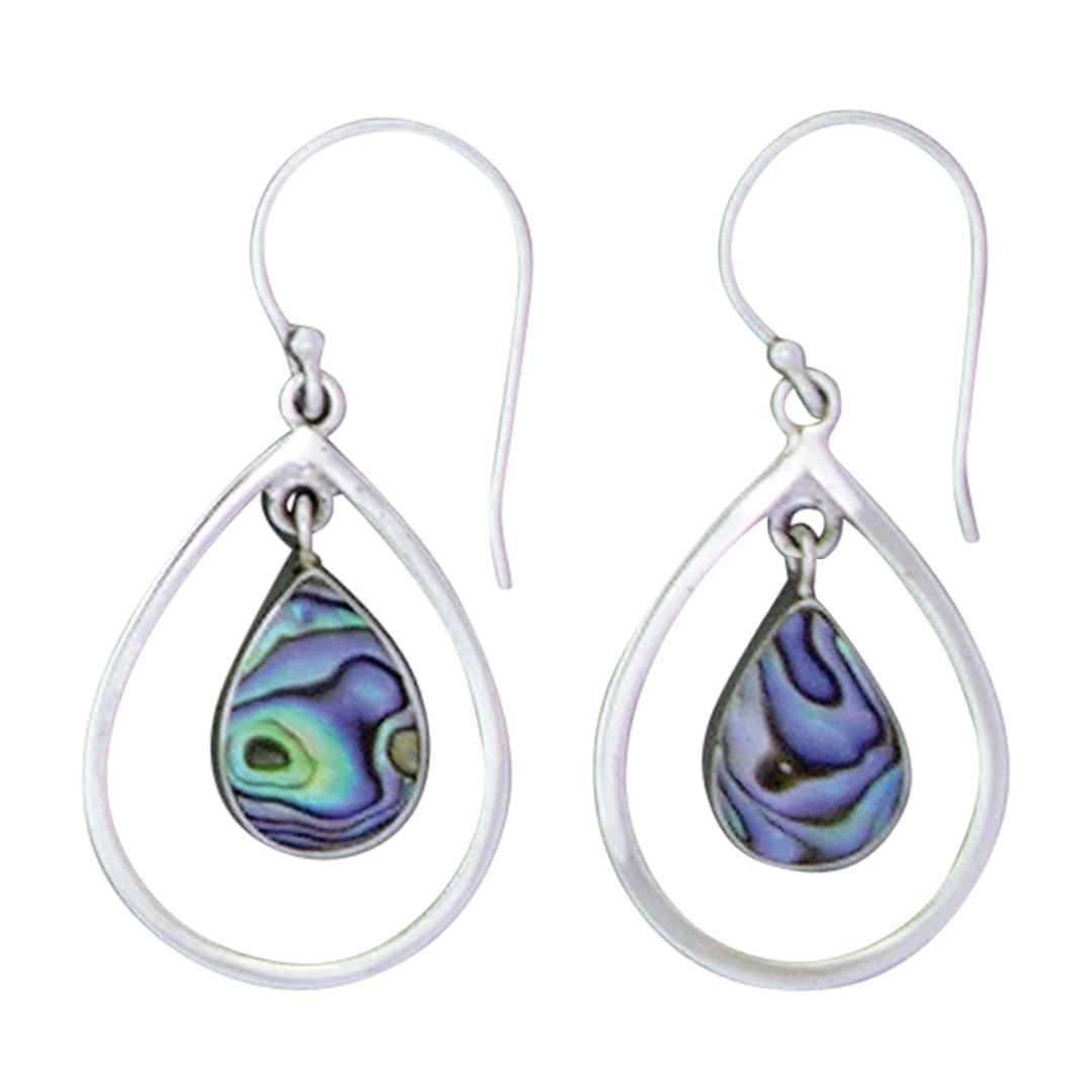 23898earring Abalone teardrop in Silver drop
