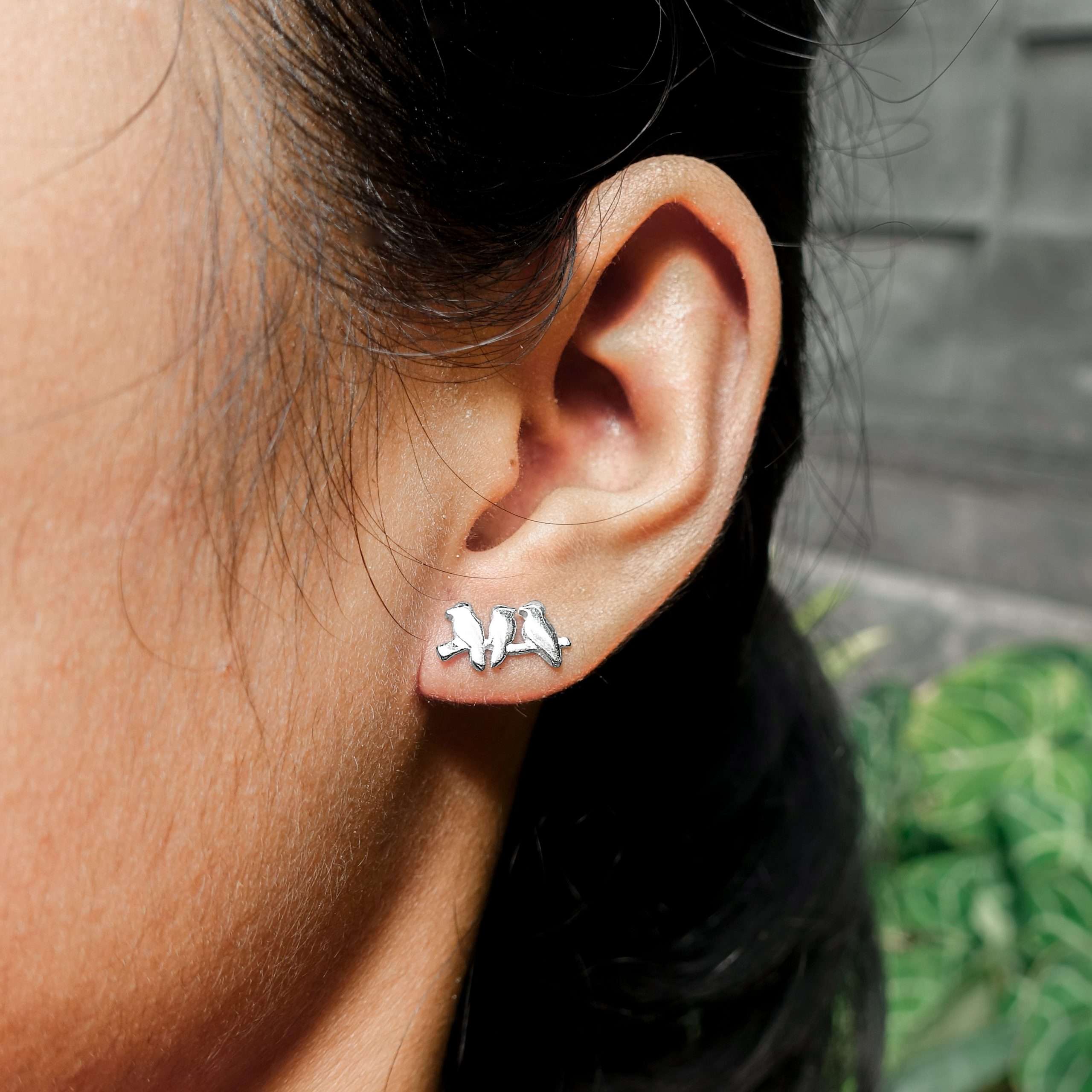 Close-Out-26621<br>ear stud 3 birds on a wire - Image 2