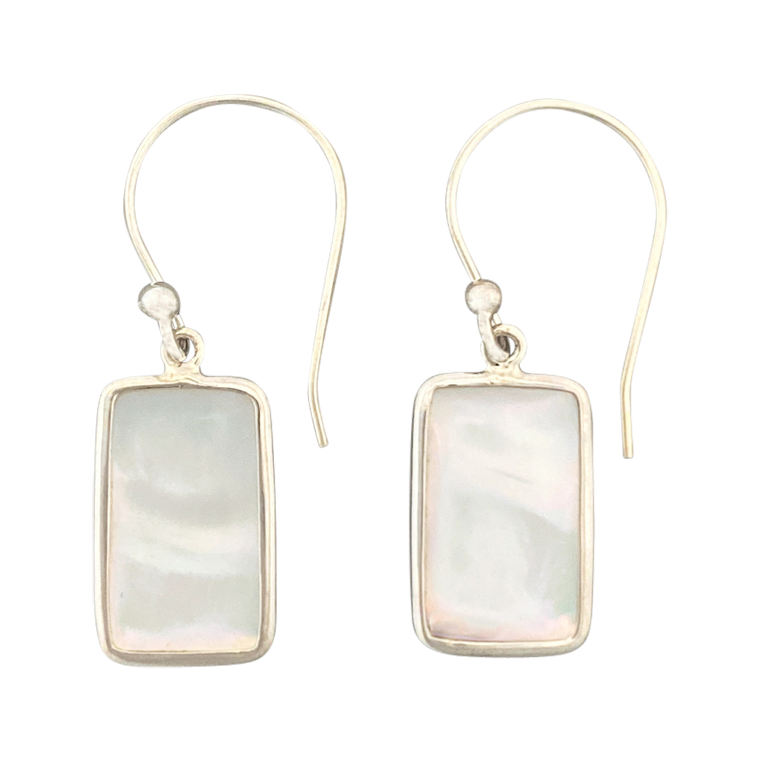 27172-Close-Out  Sterling Silver, ear stud moon w/CZ's & white opal- Rhodium Plated