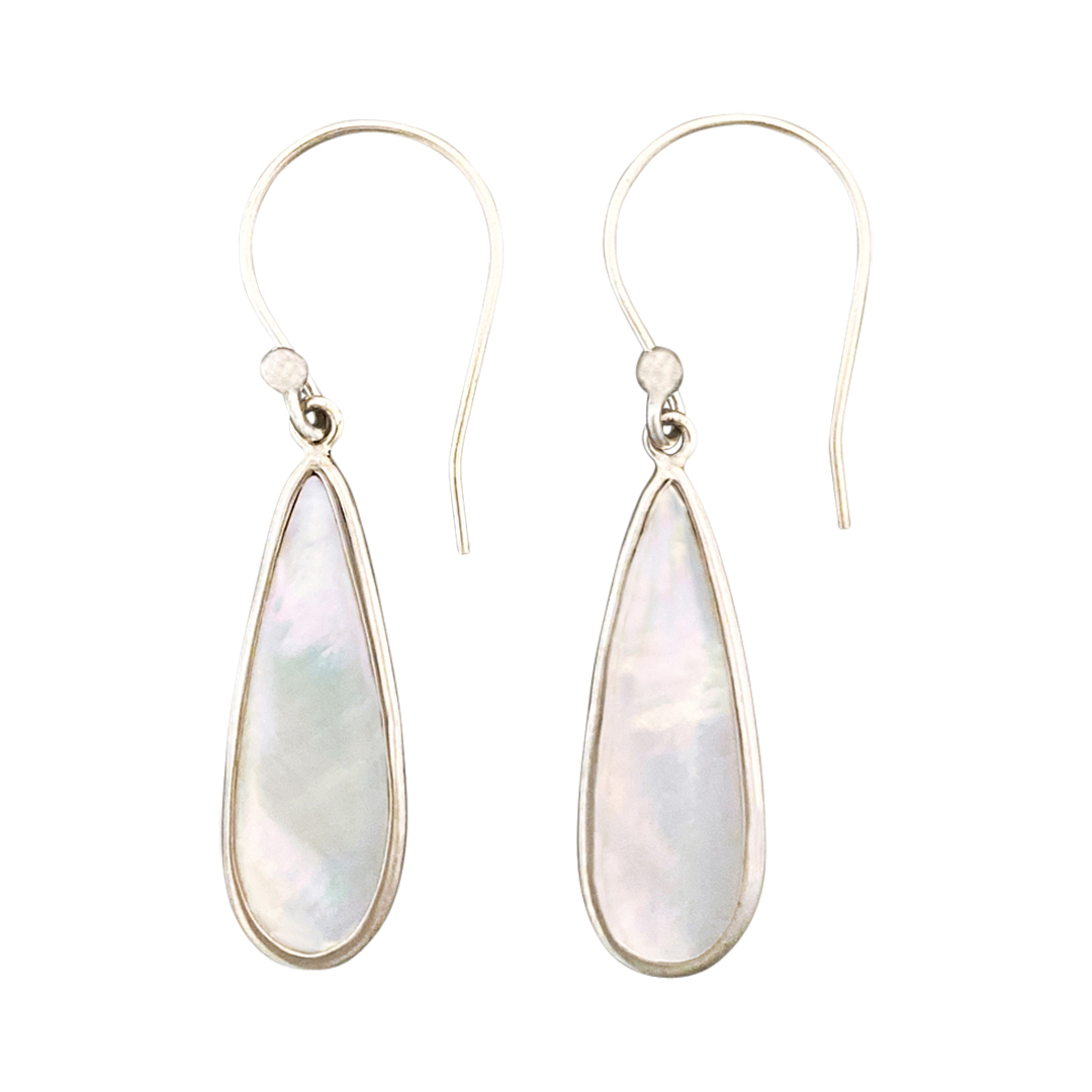 27172-Close-Out  Sterling Silver, ear stud moon w/CZ's & white opal- Rhodium Plated