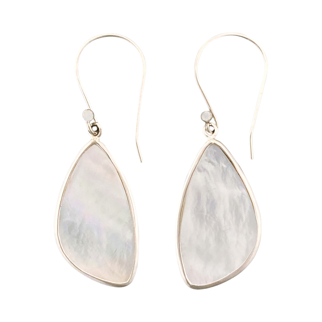 27172-Close-Out Sterling Silver, ear stud moon w/CZ's & white opal- Rhodium Plated