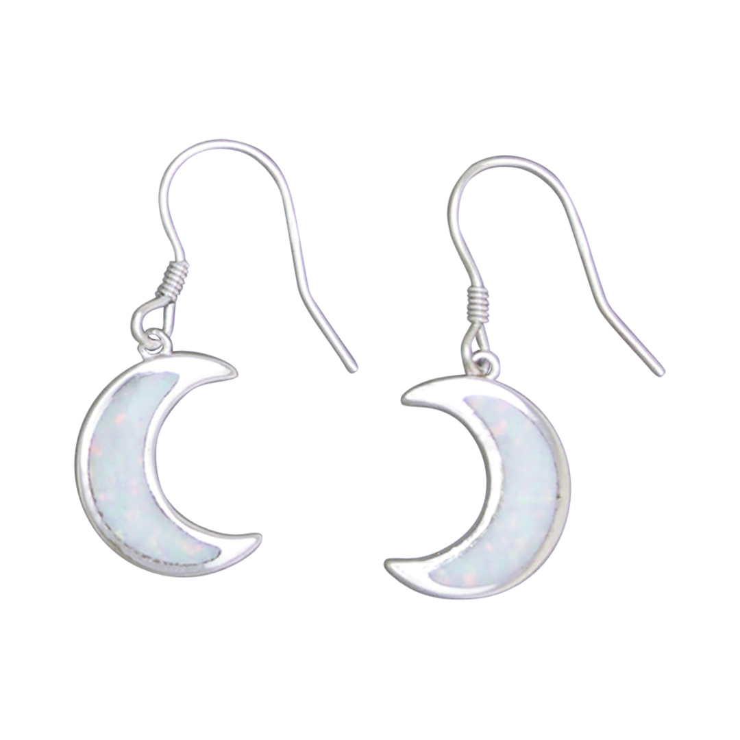 23566-bl-Close-Out  ear stud synthetic Opal moon & star-blue