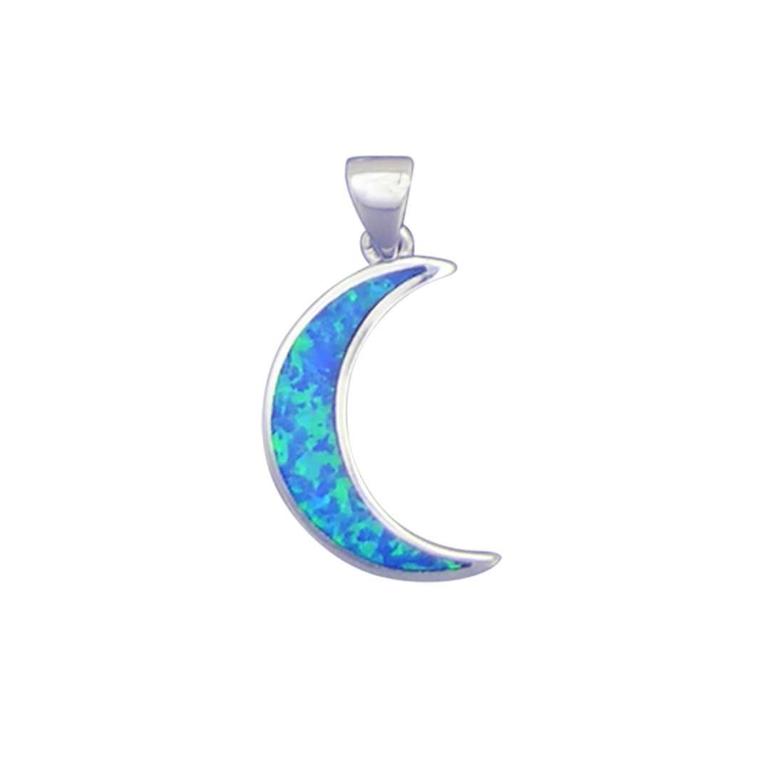 23566-bl-Close-Out  ear stud synthetic Opal moon & star-blue