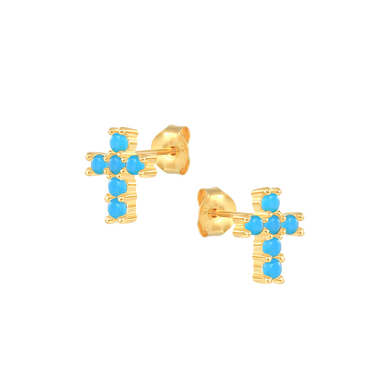 92039 earring rounded rectangular hoop w/ CZ's - 18K GP .925