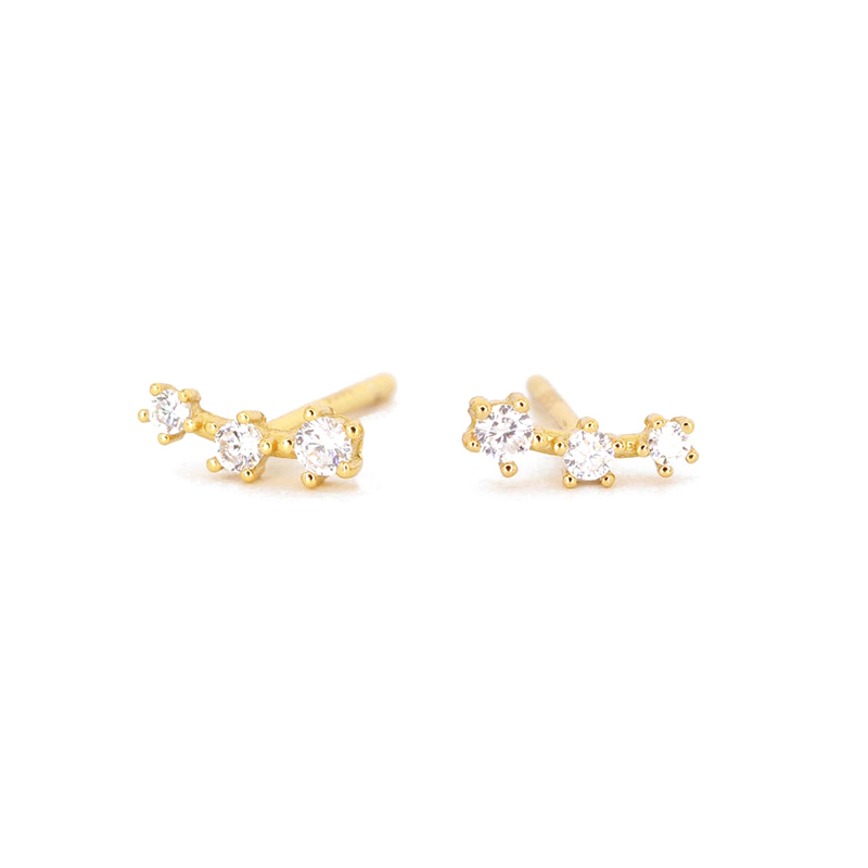 92007 ear stud  pearl w/ CZ - 18K GP .925