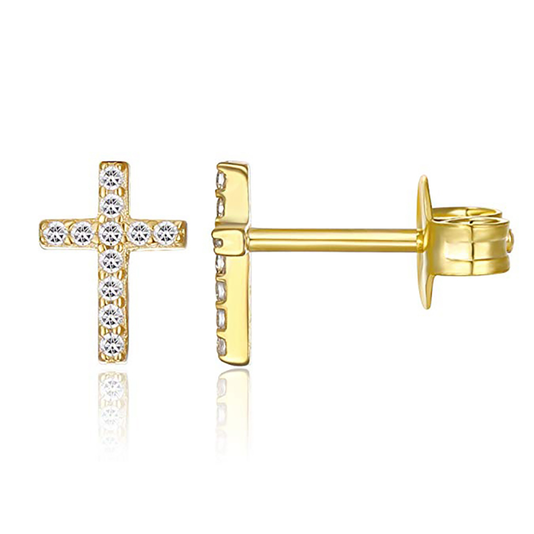 92007 ear stud  pearl w/ CZ - 18K GP .925