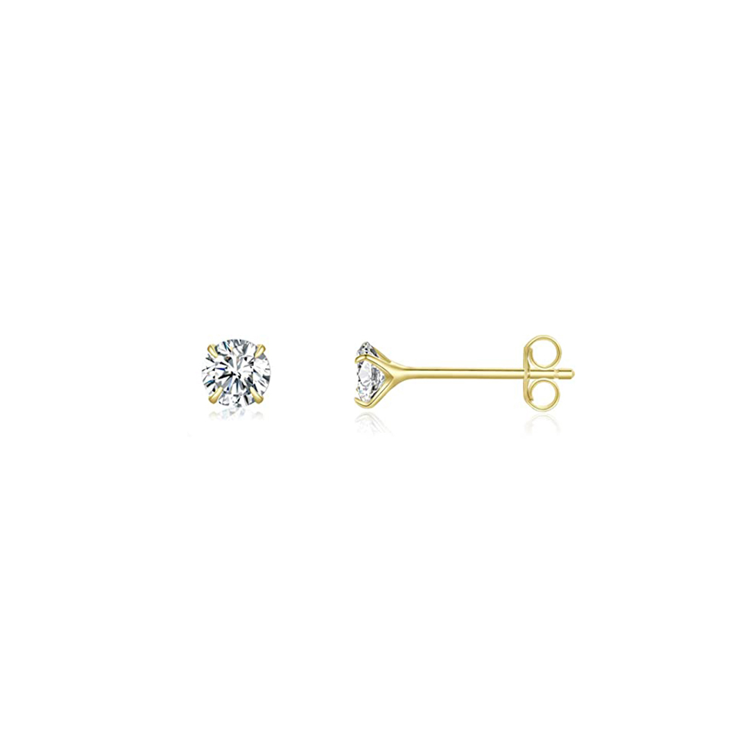92015 ear stud 3mm CZ - 18K GP .925