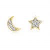 92007 ear stud  pearl w/ CZ - 18K GP .925