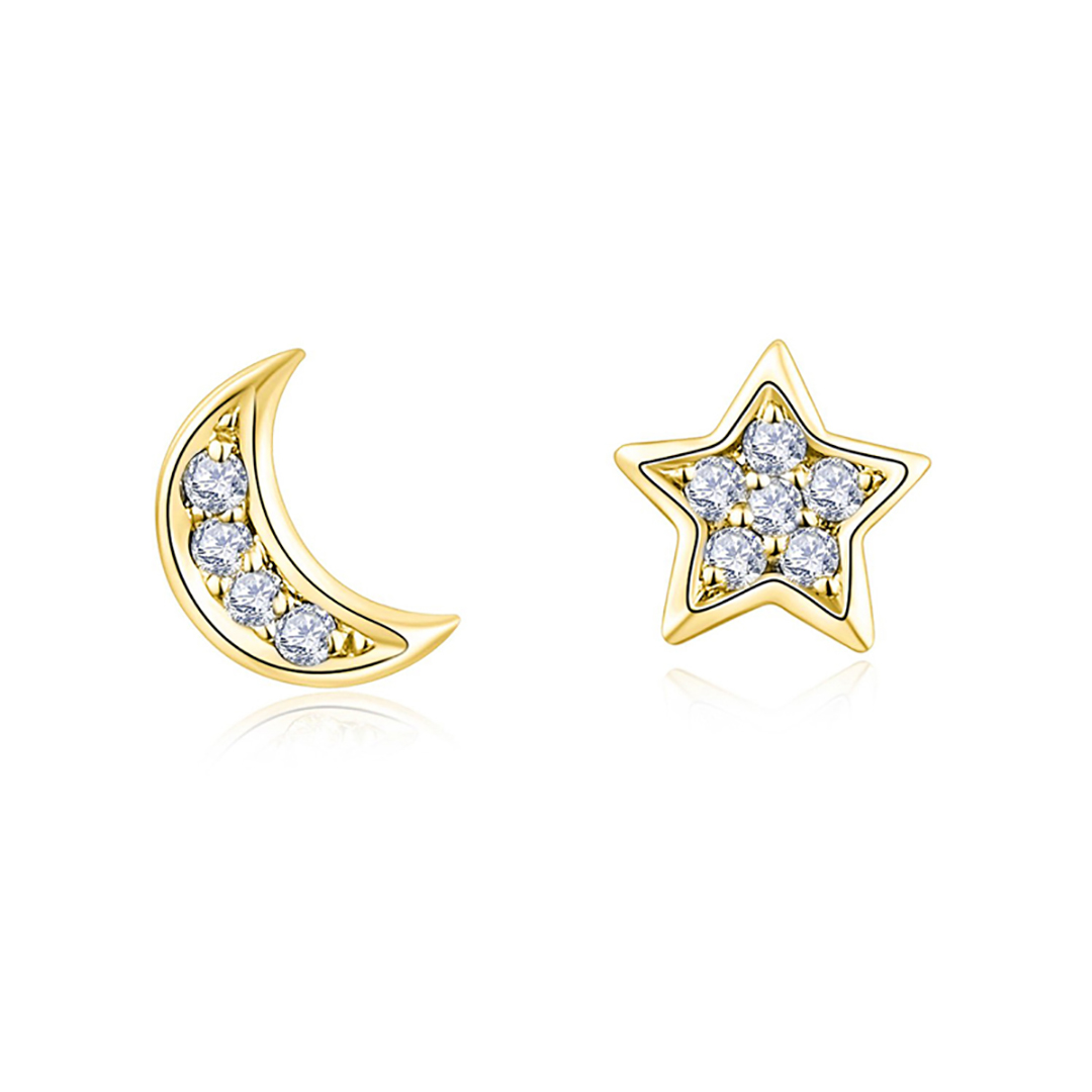 92007 ear stud  pearl w/ CZ - 18K GP .925