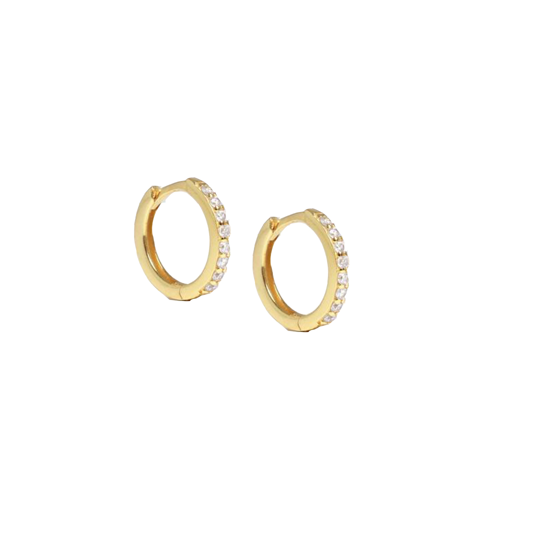 92007 ear stud  pearl w/ CZ - 18K GP .925