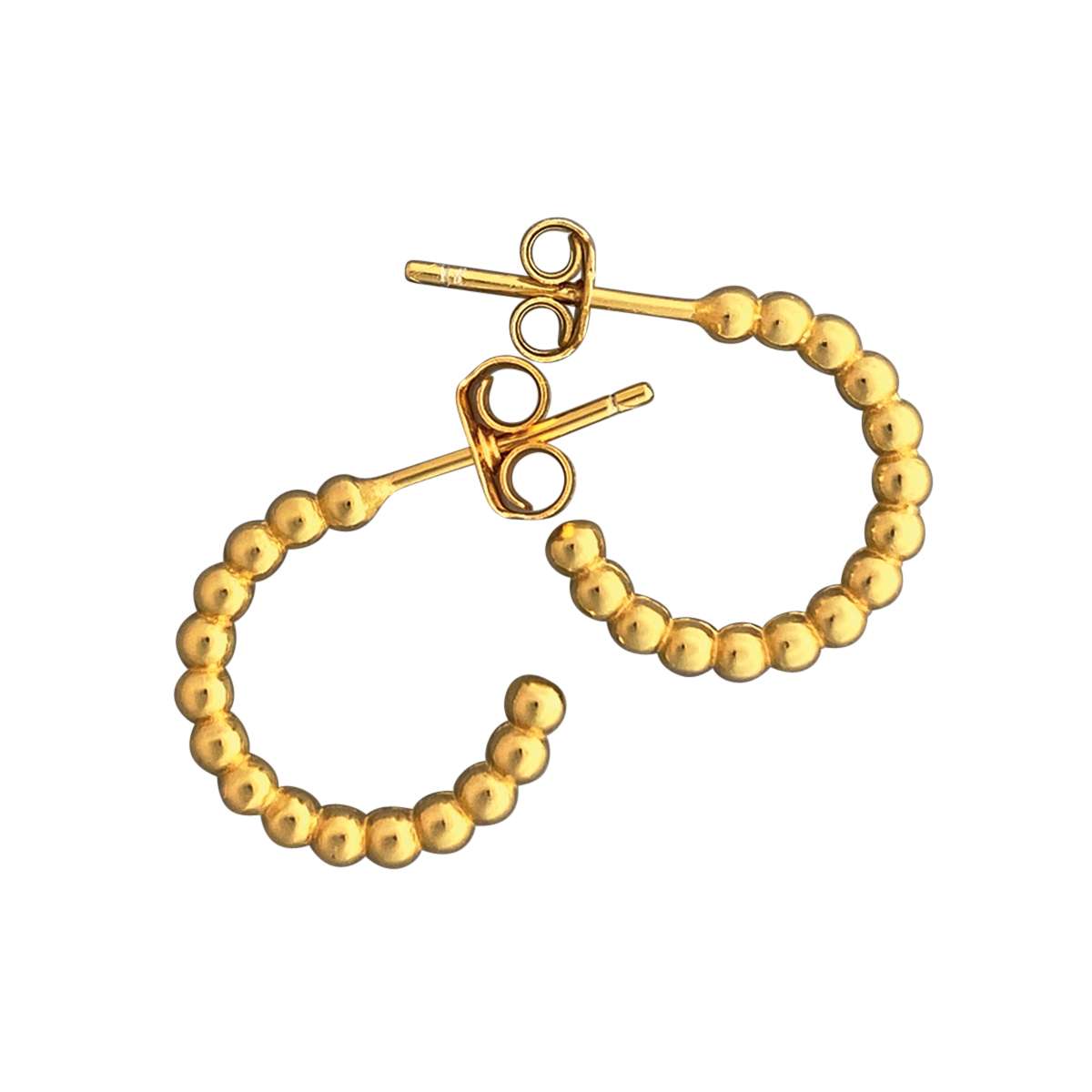 92105earring beaded 15mm hoop .925 Gold Plated