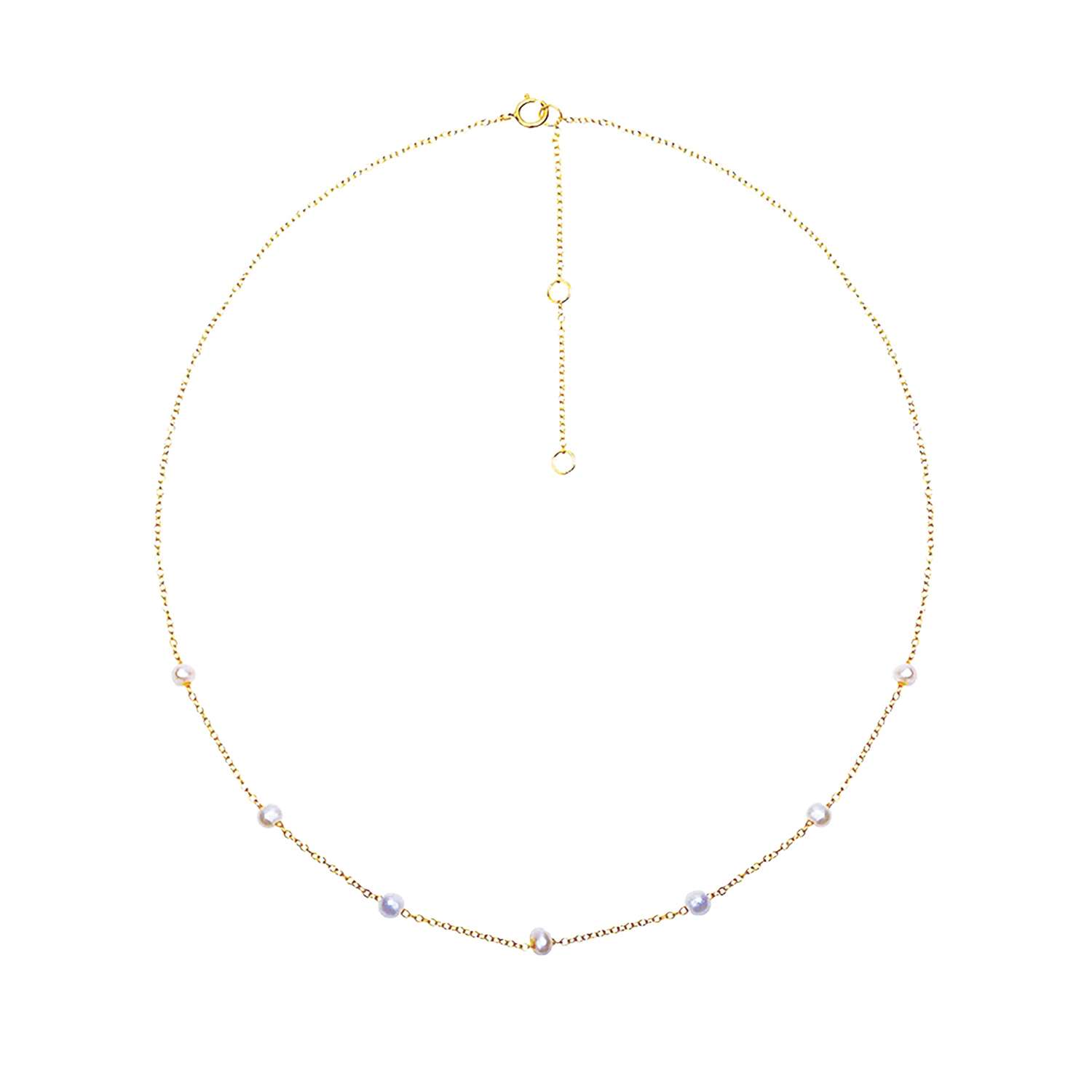 95018necklace baroque pearl drop on beaded chain 16"+2" ext .925 Gold Plated