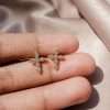 92063<br>ear stud CZ cross .925  Gold Plated - Thumbnail Image 3