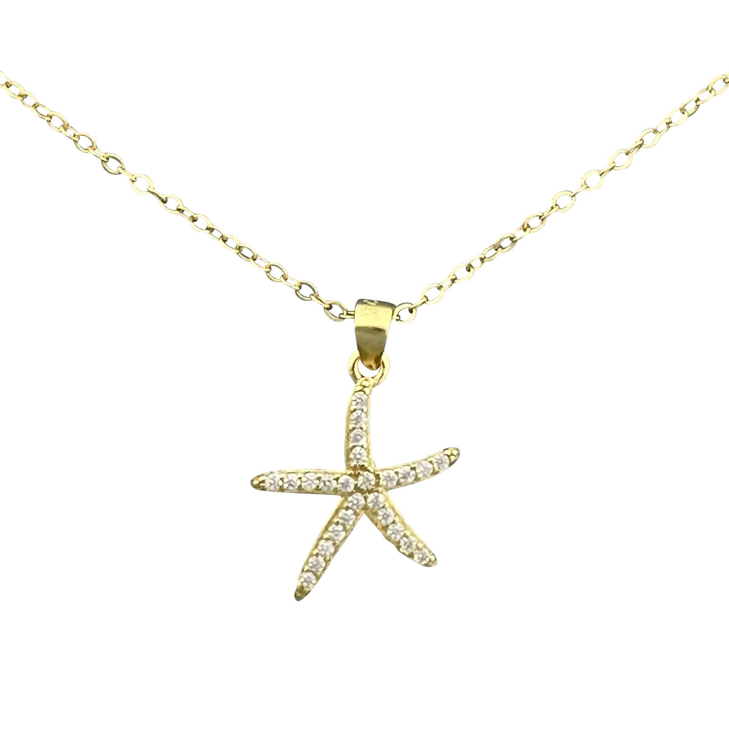 95035 necklace rd opal w/starfish 16" + 2" ext. Sterling Silver GOLD PLATED