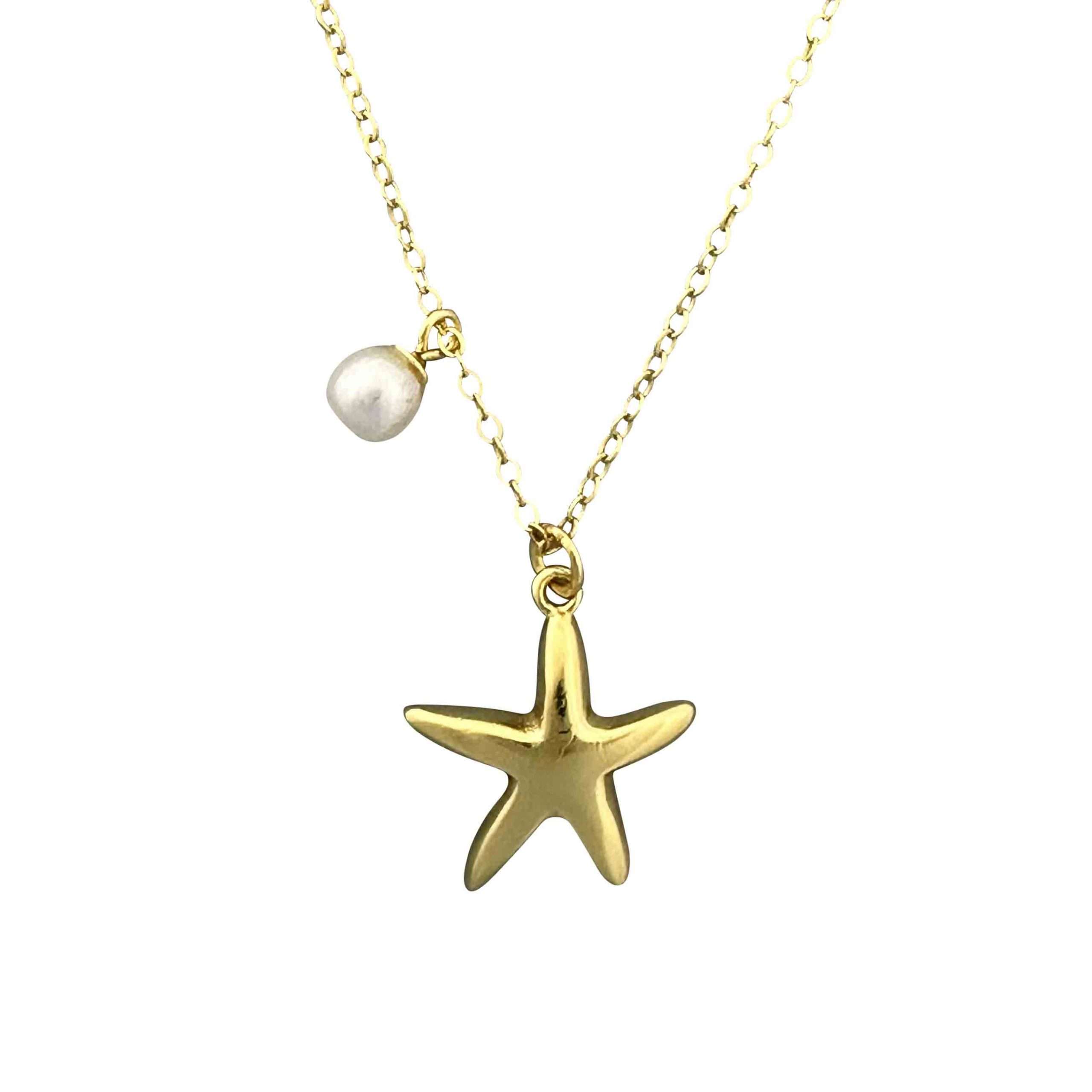 95035 necklace rd opal w/starfish 16" + 2" ext. Sterling Silver GOLD PLATED