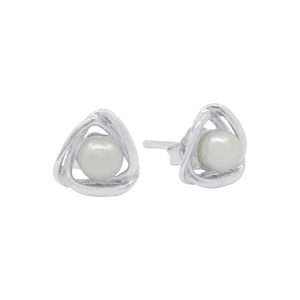 23515 <br> ear stud freshwater pearl wire wrapped triangle RP