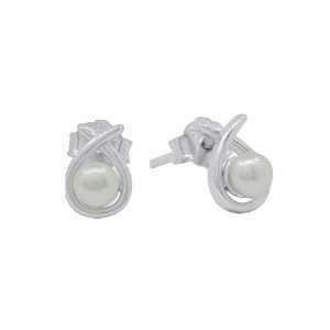 Close-Out-23516 <br> ear stud freshwater pearl in loop RP