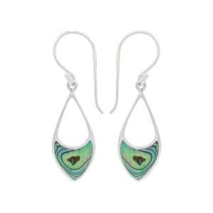 23961 <br> earring half filled elongated diamond abalone