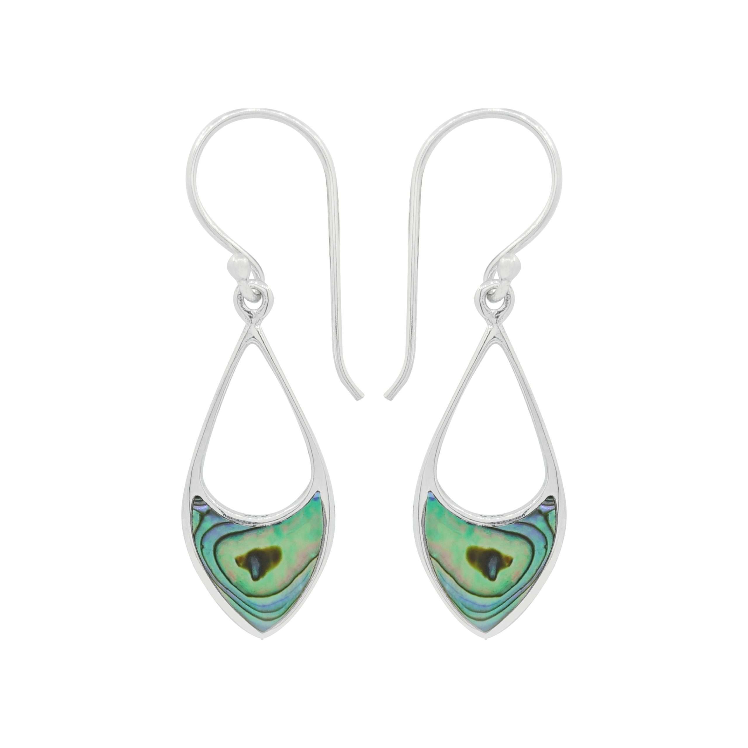 23961 <br> earring half filled elongated diamond abalone - Image 1