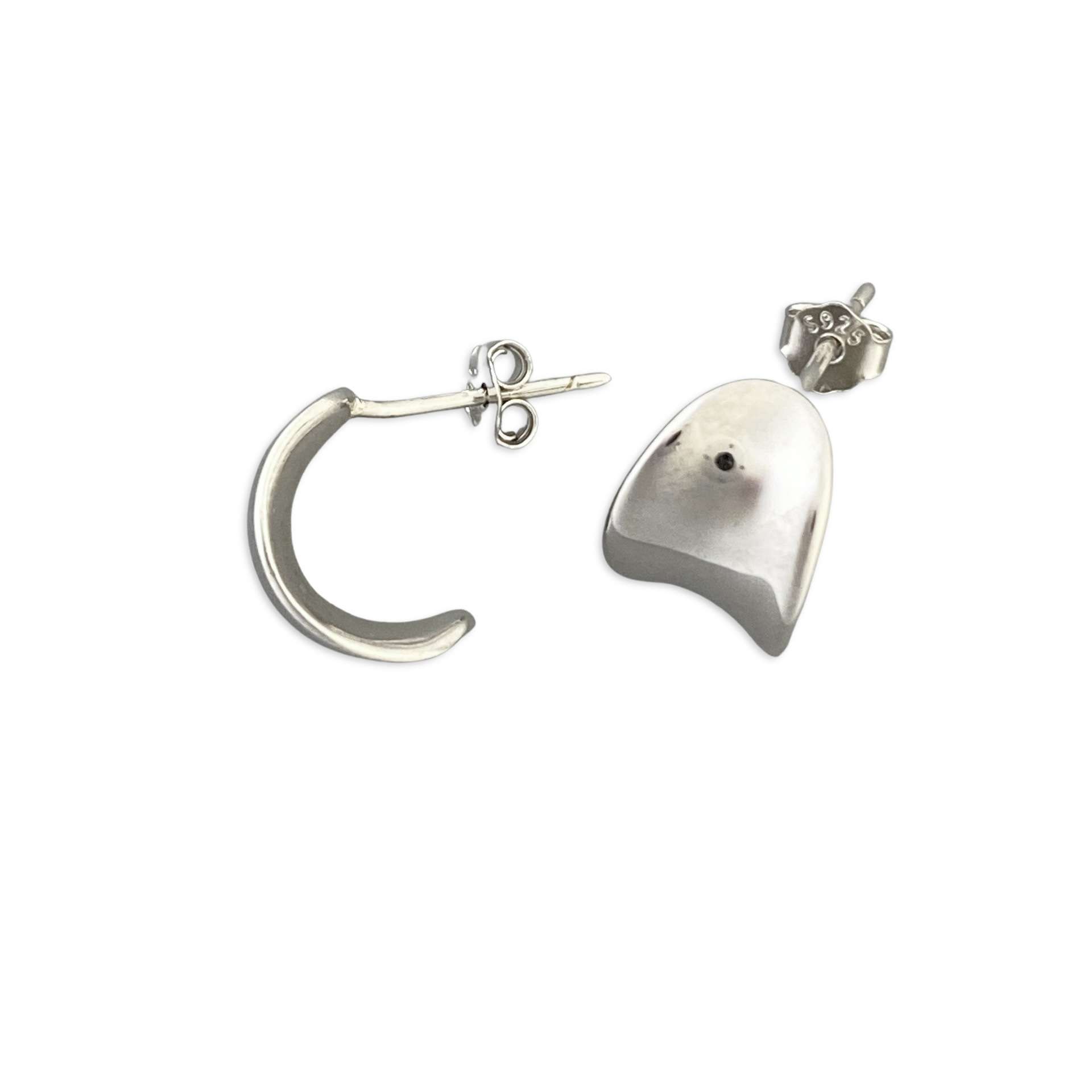 27185 <br> earring 1/2 hoop concave Sterling Silver RP - Image 1