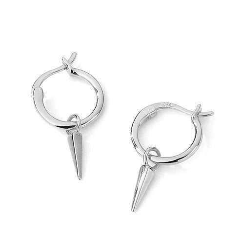 Close-Out-27190 <br> earring cool girl stud on hoop Sterling Silver RP - Image 1