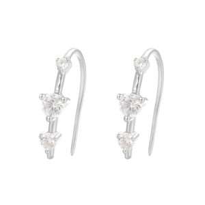 Close-Out-27221 <br> earring boho curve w/ CLEAR CZ"S Sterling Silver