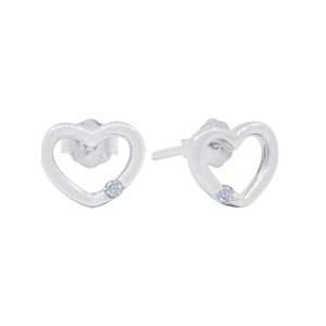 27223 <br> ear stud dainty heart w/ CZ  Sterling Silver RP