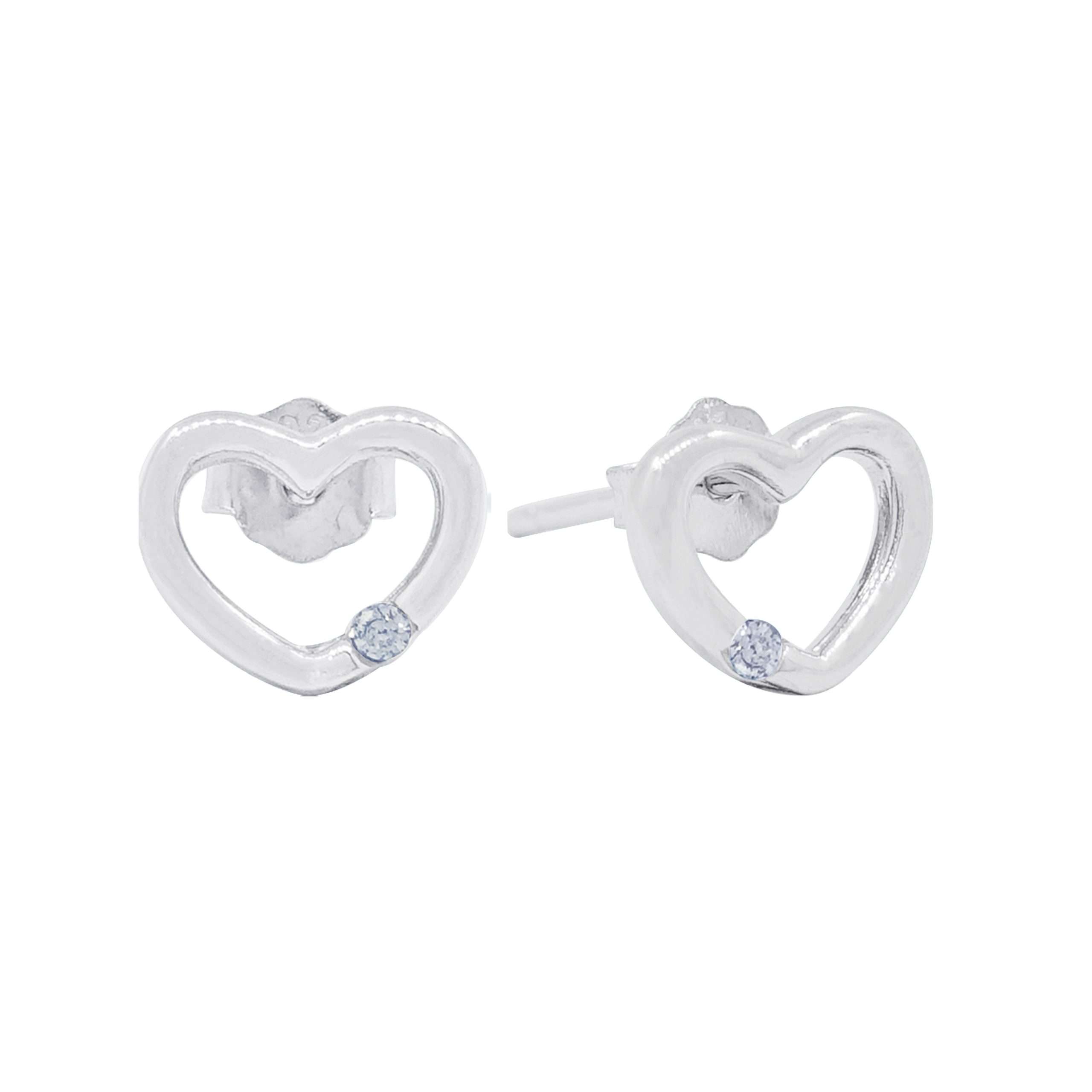 27223 <br> ear stud dainty heart w/ CZ  Sterling Silver RP - Image 1