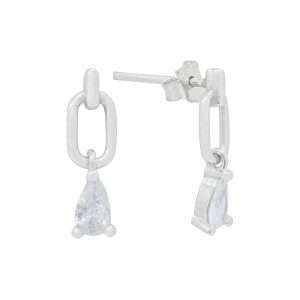 Close-Out-27254 <br> ear stud waterdrop w/ sparkling CZ RP