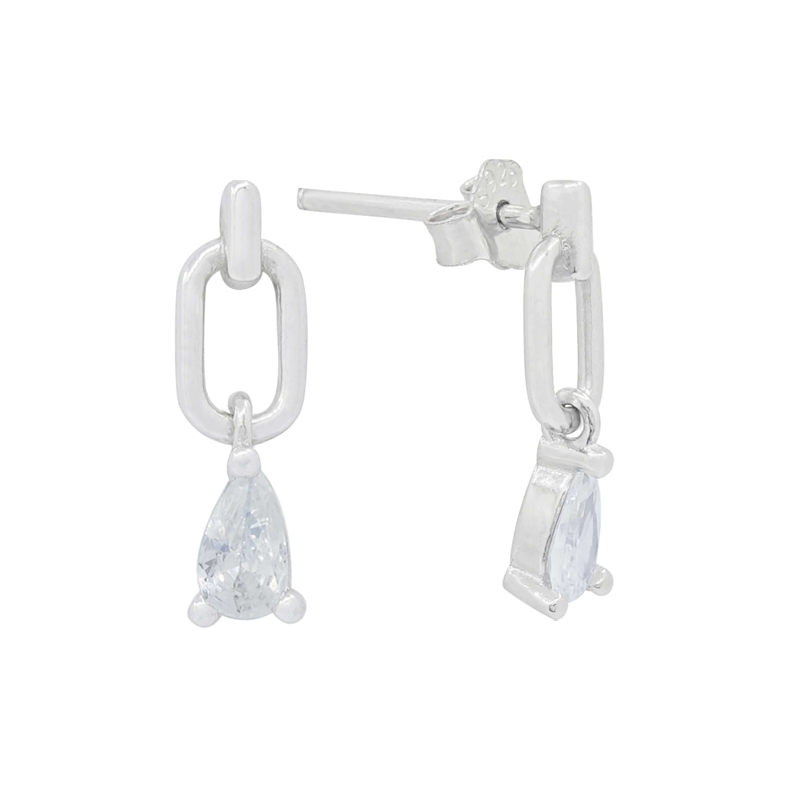 Close-Out-27254 <br> ear stud waterdrop w/ sparkling CZ RP - Image 1