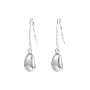 Close-Out-27257 <br> earring curved bean w/ ear wire Sterling Silver RP