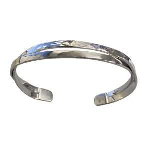 43547 <br> cuff 2 bars crossover 1 HAMMERED