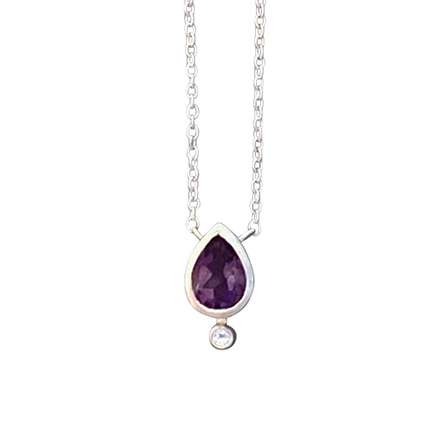 Close-Out-50196 <br> necklace 5x7mm pear shape bezel set w/ 1.5mm rd White Topaz 16" + 2" ext. - Image 3
