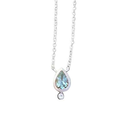 Close-Out-50196 <br> necklace 5x7mm pear shape bezel set w/ 1.5mm rd White Topaz 16" + 2" ext. - Image 4